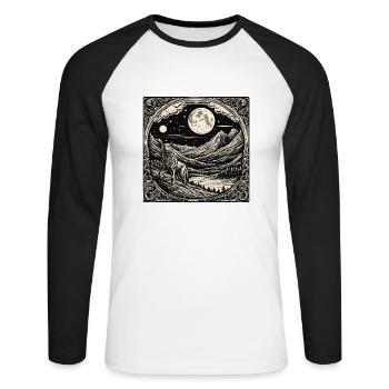 Wolf / Pack / Forest / Wild / Wildlife / Howl - Unisex Long Sleeve Baseball T-Shirt - white/black - Front - Nik (191cm)