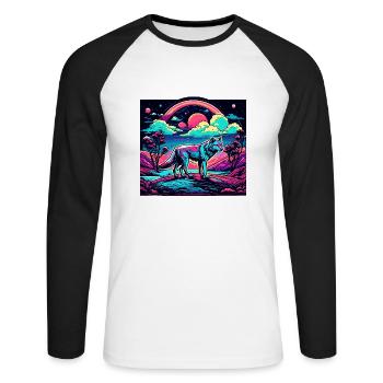 Wolf / Pack / Forest / Wild / Wildlife / Howl - Unisex Long Sleeve Baseball T-Shirt - white/black - Front - Nik (191cm)