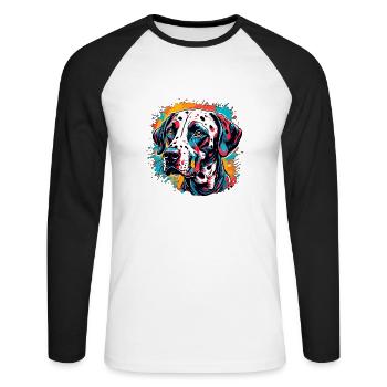 Dalmatian / Dog / Animal / Pet / Barking - Unisex Long Sleeve Baseball T-Shirt - white/black - Front - Nik (191cm)