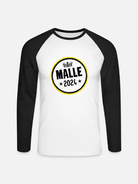 Malle 2024 Kreis - Unisex Baseballshirt langarm - Weiß/Schwarz