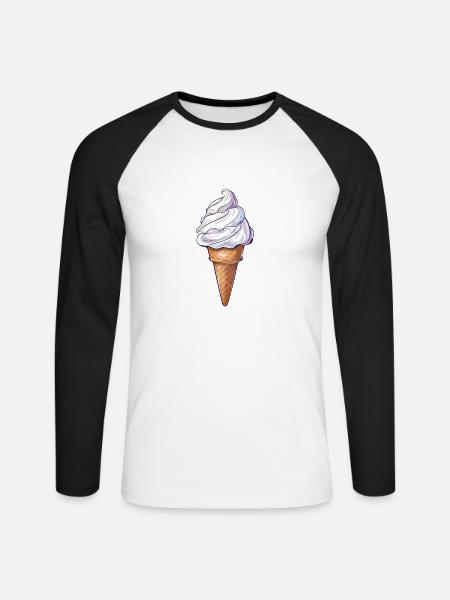 Sommersüße Eistüte Mit Sahnehäubchen - Unisex Baseballshirt langarm - Weiß/Schwarz
