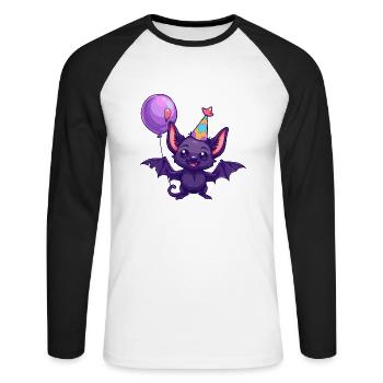 Chauve-souris Anniversaire Bébé - T-shirt baseball manches longues Homme - blanc/noir - Devant - Nik (191cm)