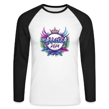 Majorque 2024 Coloré - T-shirt baseball manches longues Homme - blanc/noir - Devant - Nik (191cm)