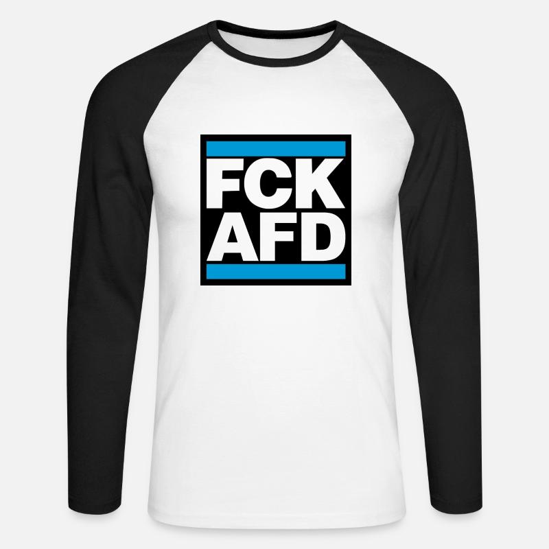 FCK AFD blue capitals - Unisex Baseballshirt langarm - Weiß/Schwarz