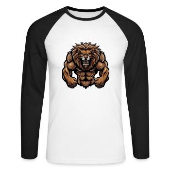 Leo Muscles Fitness - Unisex Long Sleeve Baseball T-Shirt - white/black - Front - Nik (191cm)