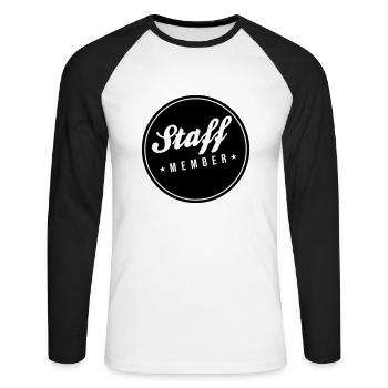 Staff Member - Unisex Long Sleeve Baseball T-Shirt - white/black - Front - Nik (191cm)