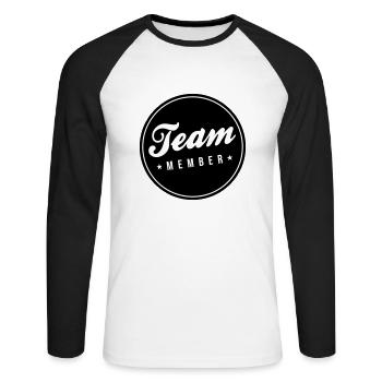 Team Member - Unisex Long Sleeve Baseball T-Shirt - white/black - Front - Nik (191cm)