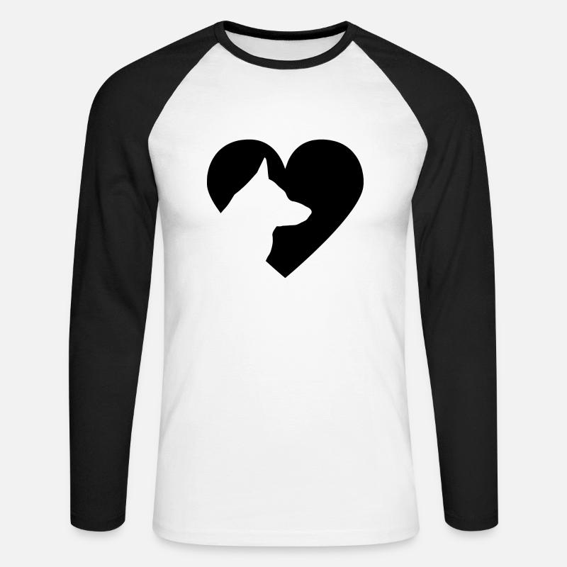 Herz mit Schäferhund Vector - Unisex Baseballshirt langarm - Weiß/Schwarz