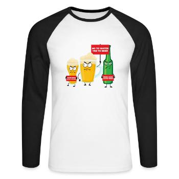 Save Water Drink Beer - Unisex Long Sleeve Baseball T-Shirt - white/black - Front - Nik (191cm)