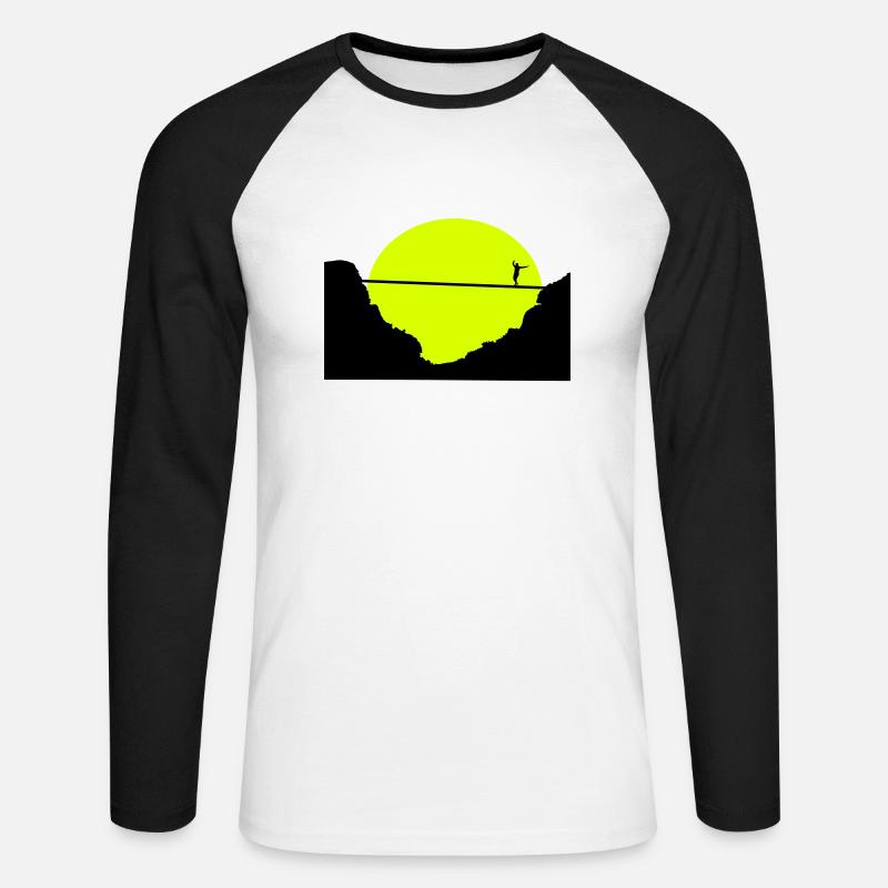Slackline, Highline, slacklining - Unisex Baseballshirt langarm - Weiß/Schwarz