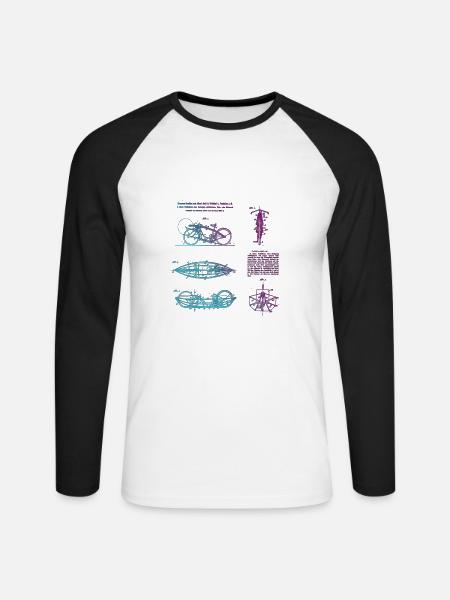 DE482906 Blau Violet - Unisex Baseballshirt langarm - Weiß/Schwarz