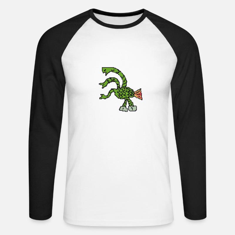 Hydra Pixelart a tre teste - Maglia da baseball a manica lunga da uomo - bianco/nero