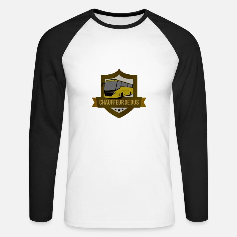 Ich bin ein Busfahrer, der das Hemd zerreißt - Unisex Baseballshirt langarm - Weiß/Schwarz