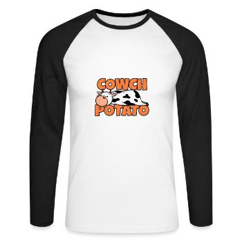 Funny Cow Muh Cows Saying Animal Comic Gift - Unisex Long Sleeve Baseball T-Shirt - white/black - Front - Nik (191cm)