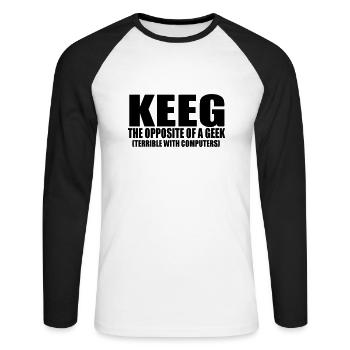 keeg terrible with computers funny saying - Unisex Long Sleeve Baseball T-Shirt - white/black - Front - Nik (191cm)
