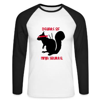 Beware of Ninja Squirrel Squirrel - Unisex Long Sleeve Baseball T-Shirt - white/black - Front - Nik (191cm)
