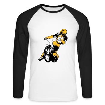 Speedway Racing - Unisex Baseballshirt langarm - Weiß/Schwarz - Vorne - Nik (191cm)