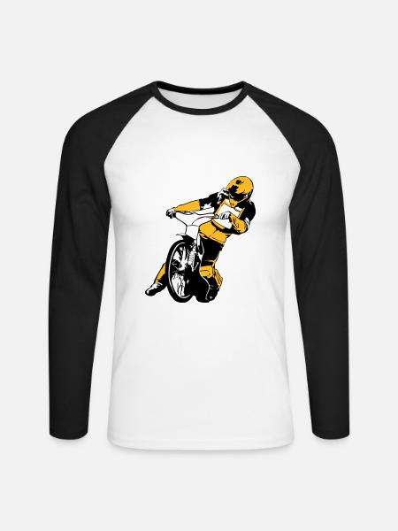 Speedway Racing - Unisex Long Sleeve Baseball T-Shirt - white/black