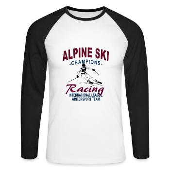 Ski alpin - ski alpin - slalom - skieurs - T-shirt baseball manches longues Homme - blanc/noir - Devant - Nik (191cm)