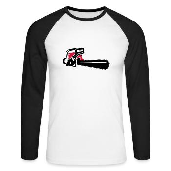 Une tronçonneuse - T-shirt baseball manches longues Homme - blanc/noir - Devant - Nik (191cm)