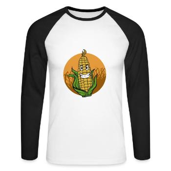 Mais Maisfeld Popcorn Bauer Landwirt Geschenk - Unisex Baseballshirt langarm - Weiß/Schwarz - Vorne - Nik (191cm)