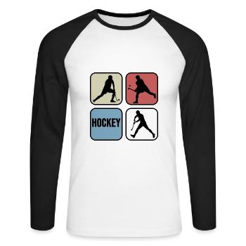 feldhockey hockey club hockey - T-shirt baseball manches longues Homme - blanc/noir - Devant - Nik (191cm)