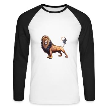 T-shirt Lion. Motif animal. - T-shirt baseball manches longues Homme - blanc/noir - Devant - Nik (191cm)