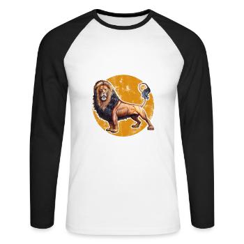 Lion t-shirt. Animal motif. - Unisex Long Sleeve Baseball T-Shirt - white/black - Front - Nik (191cm)