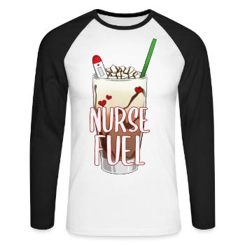 Nurse Energy Coffee Ice Cream I Cadeau - T-shirt baseball manches longues Homme - blanc/noir - Devant - Nik (191cm)