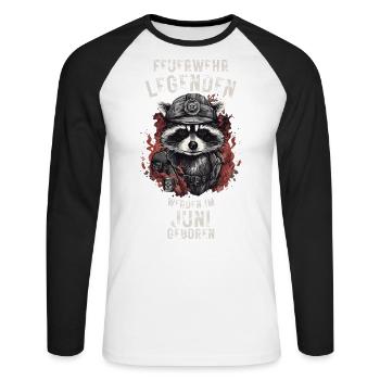 Feuerwehr Legenden sind im Juni geboren - Unisex Baseballshirt langarm - Weiß/Schwarz - Vorne - Nik (191cm)