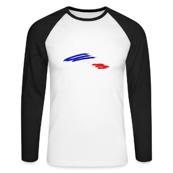 Drapeau national france drapeau couleurs creative - T-shirt baseball manches longues Homme - blanc/noir - Devant - Nik (191cm)