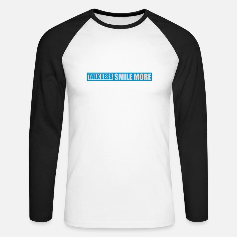 talk less smile more - Unisex Baseballshirt langarm - Weiß/Schwarz