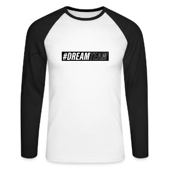 dream team - Unisex Baseballshirt langarm - Weiß/Schwarz - Vorne - Nik (191cm)