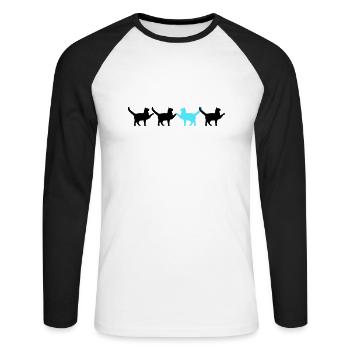 4 Cats Friends Team Four Paws Hands Welcome - Unisex Long Sleeve Baseball T-Shirt - white/black - Front - Nik (191cm)