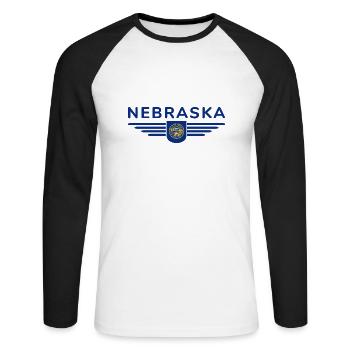 Nebraska Fan T-Shirt – Perfect for fans! - Unisex Long Sleeve Baseball T-Shirt - white/black - Front - Nik (191cm)