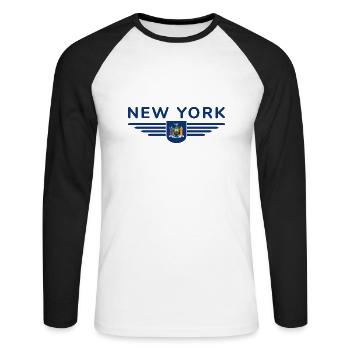 T-shirt de supporter de New York – Parfait pour les fans ! - T-shirt baseball manches longues Homme - blanc/noir - Devant - Nik (191cm)