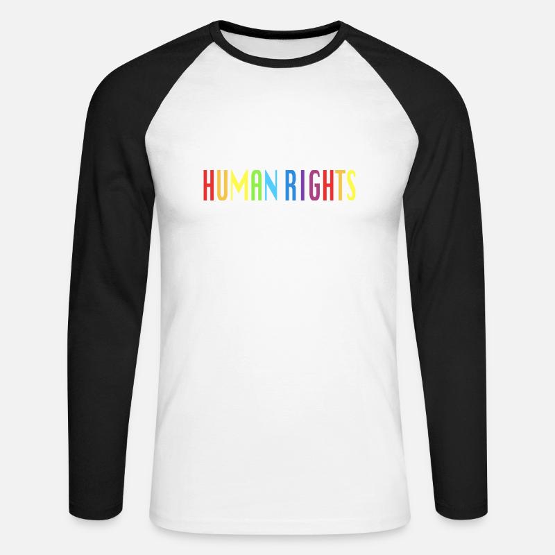 Menschenrechte Spruch Geschenk - Unisex Baseballshirt langarm - Weiß/Schwarz