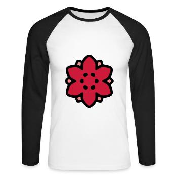 Blüte Blossom floraison Bunte Blume - Unisex Baseballshirt langarm - Weiß/Schwarz - Vorne - Nik (191cm)