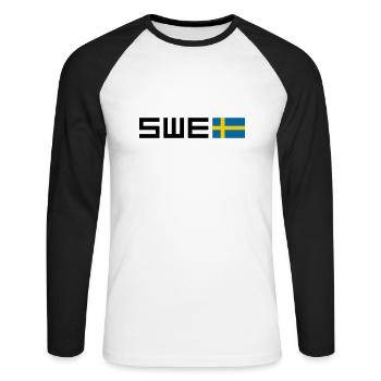 Suède - T-shirt baseball manches longues Homme - blanc/noir - Devant - Nik (191cm)