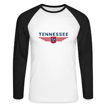 Tennessee Fan T-Shirt – Music & Love of Home - Unisex Long Sleeve Baseball T-Shirt - white/black - Front - Nik (191cm)