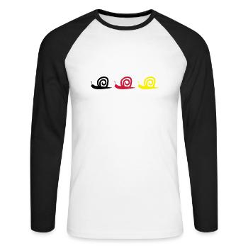 Escargot - T-shirt baseball manches longues Homme - blanc/noir - Devant - Nik (191cm)