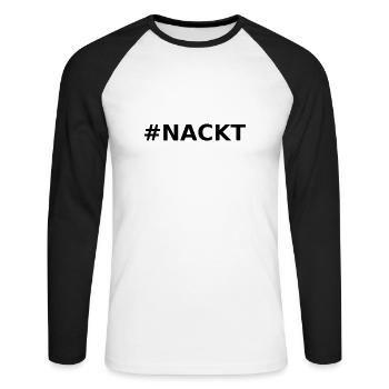 Montre ton opinion en public #NACKT - T-shirt baseball manches longues Homme - blanc/noir - Devant - Nik (191cm)
