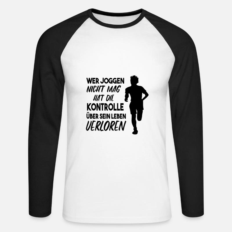 Joggen Jogger Spruch Geschenkidee - Unisex Baseballshirt langarm - Weiß/Schwarz