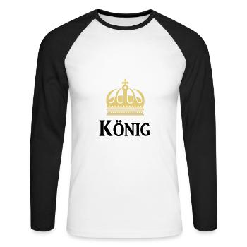 Partnerlook König - Unisex Baseballshirt langarm - Weiß/Schwarz - Vorne - Nik (191cm)