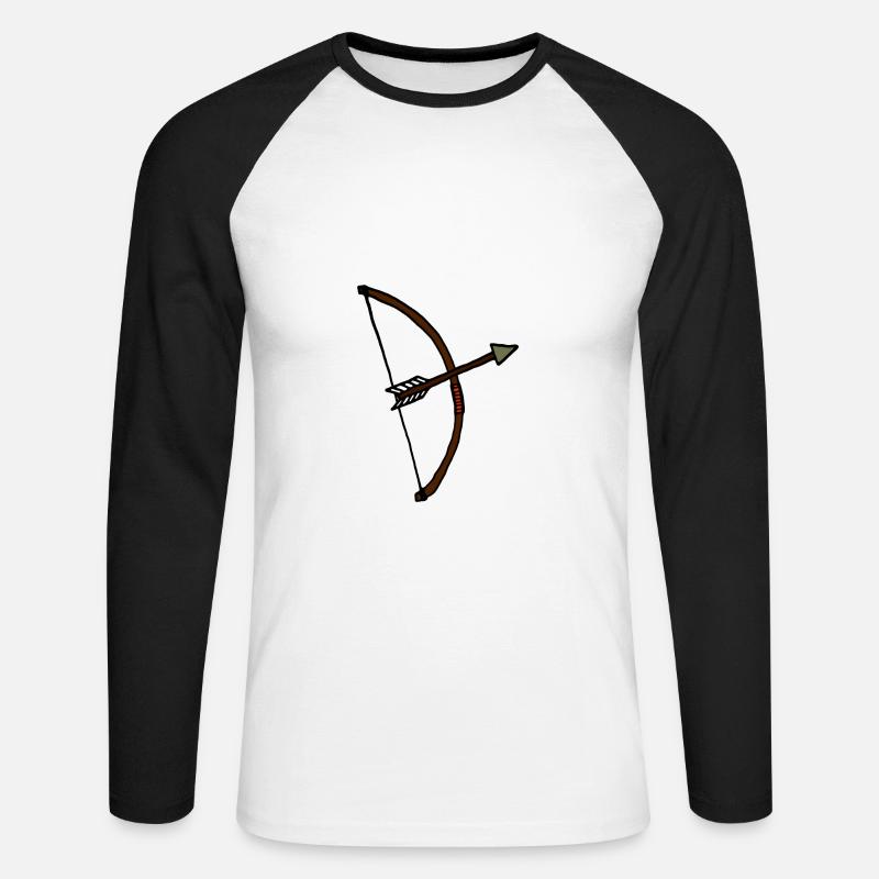 Pfeil und Bogen, Bogenschießen, Geschenkidee - Unisex Baseballshirt langarm - Weiß/Schwarz