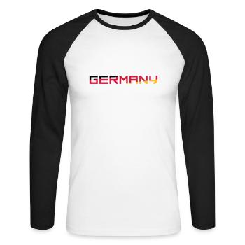 Team Germany Deutschland Farben Schwarz Rot Gold G - Unisex Baseballshirt langarm - Weiß/Schwarz - Vorne - Nik (191cm)
