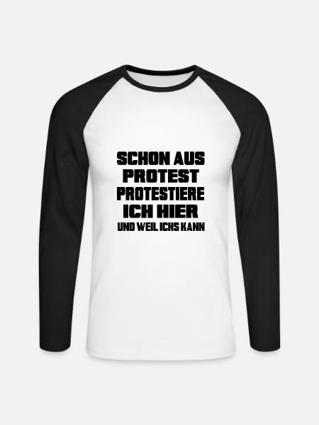 Mensch protestiert Protest-Statement "dagegen" - Unisex Baseballshirt langarm - Weiß/Schwarz
