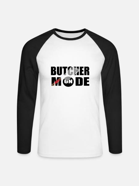 Fleischer Metzger Schlachter - Unisex Baseballshirt langarm - Weiß/Schwarz