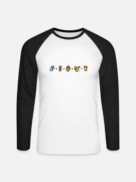 Bier Formel - Unisex Baseballshirt langarm - Weiß/Schwarz