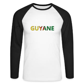 Flag of French Guiana - Unisex Long Sleeve Baseball T-Shirt - white/black - Front - Nik (191cm)